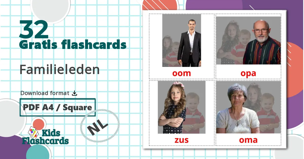 32 Familieleden lasten kuvakortit