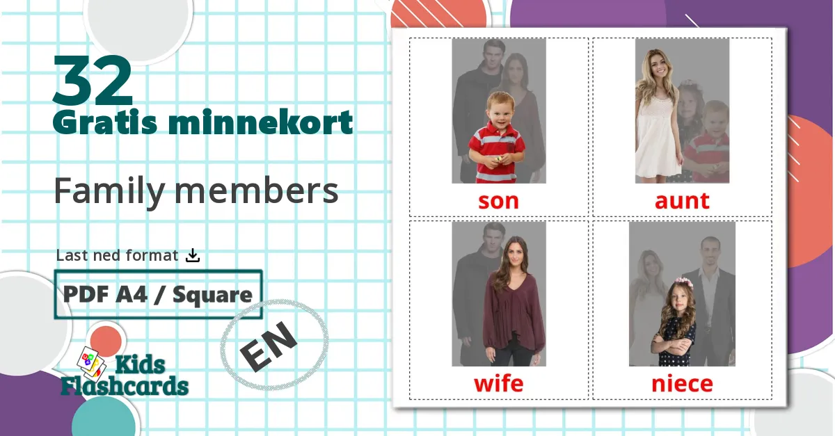 32 Family members bildekort