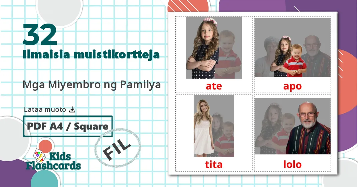 32 Mga Miyembro ng Pamilya lasten kuvakortit