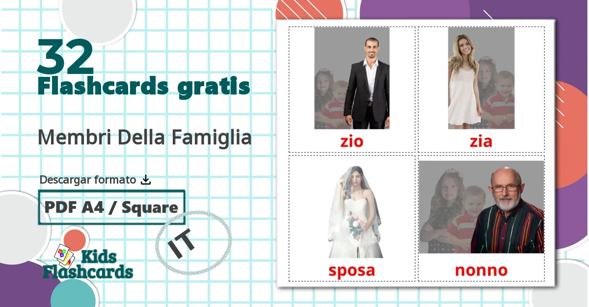 32 tarjetas didacticas de Membri Della Famiglia