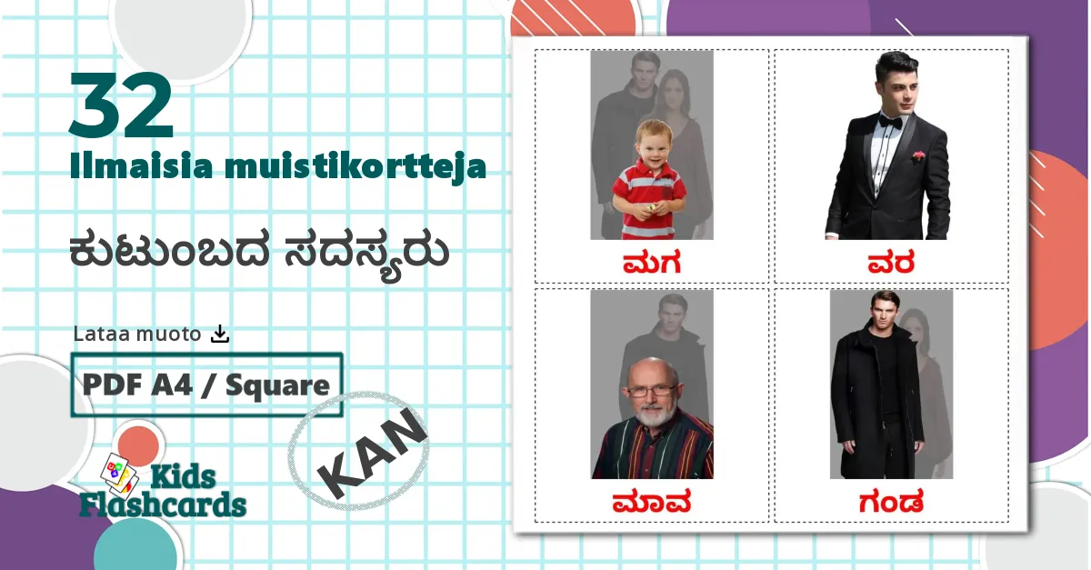 32 ಕುಟುಂಬದ ಸದಸ್ಯರು lasten kuvakortit
