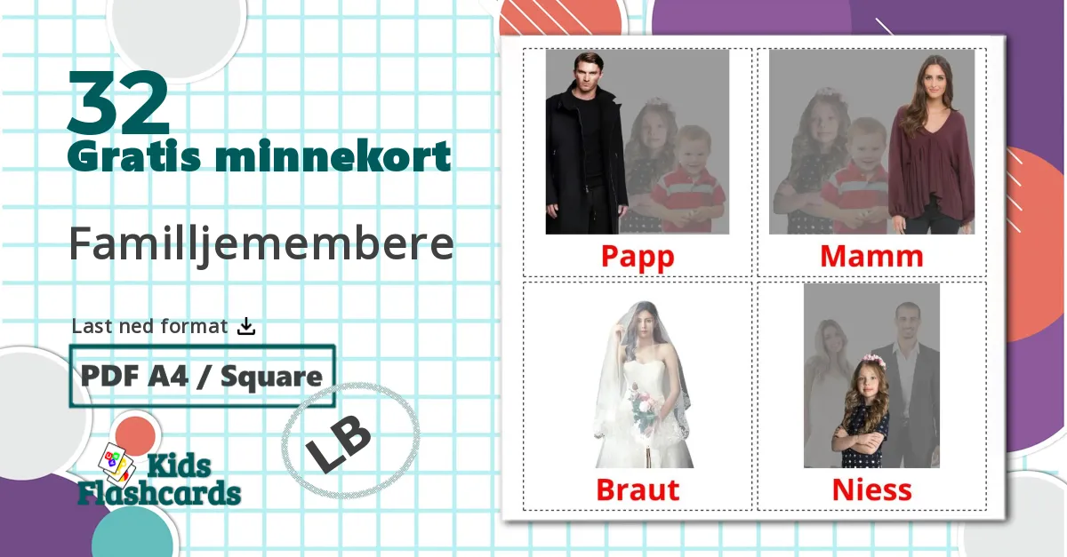 32 Familljemembere bildekort