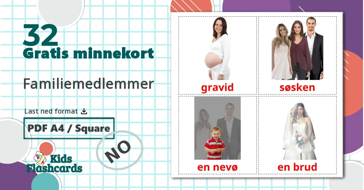 32 Familiemedlemmer bildekort