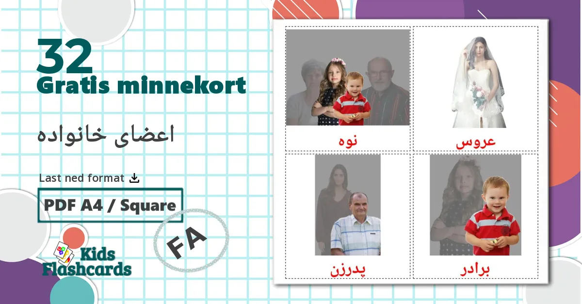 32 اعضای خانواده bildekort