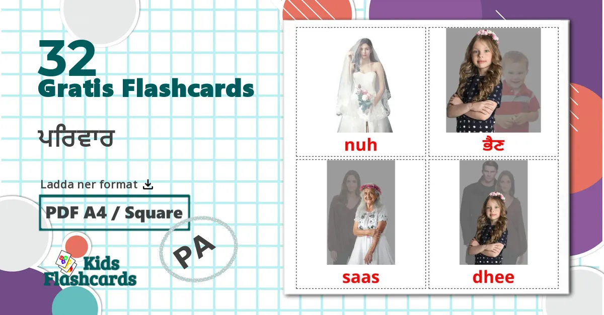 32 ਪਰਿਵਾਰ bildkort för barn