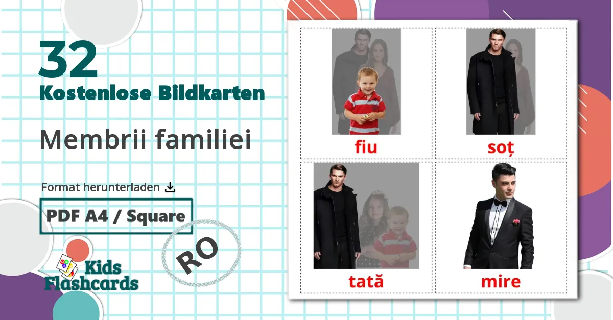 32 Bildkarten für Membrii familiei