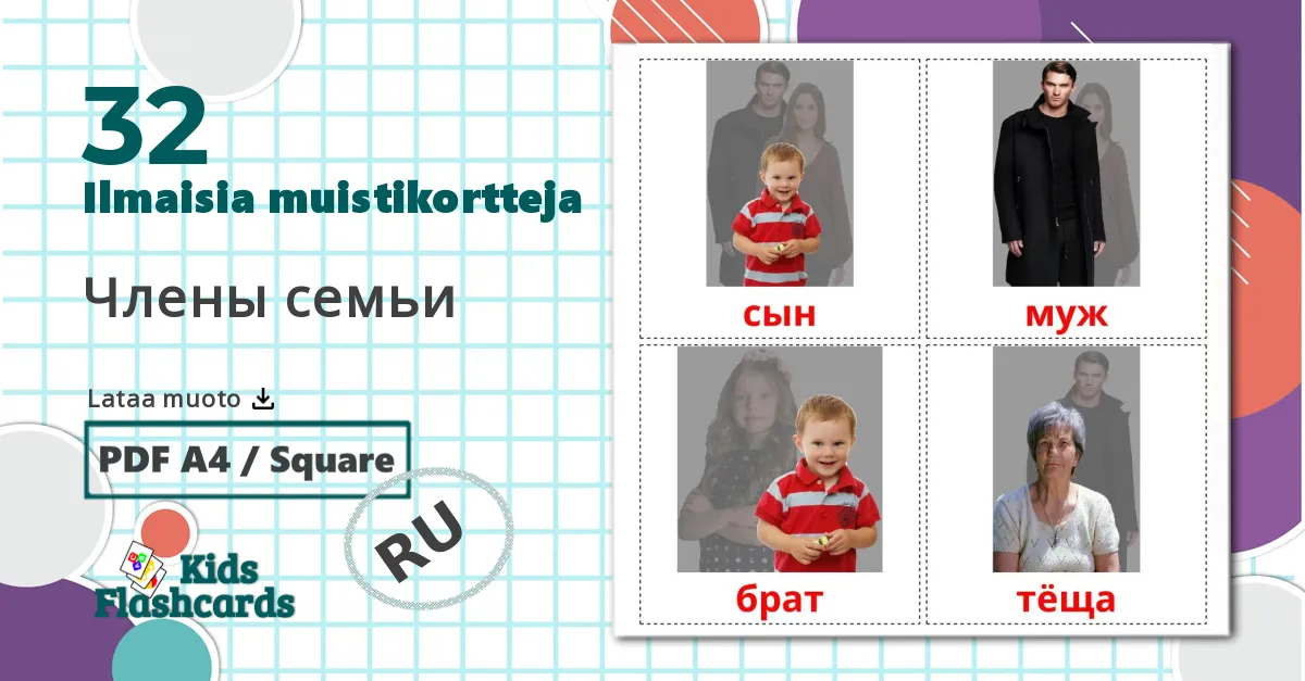 32 Члены семьи lasten kuvakortit
