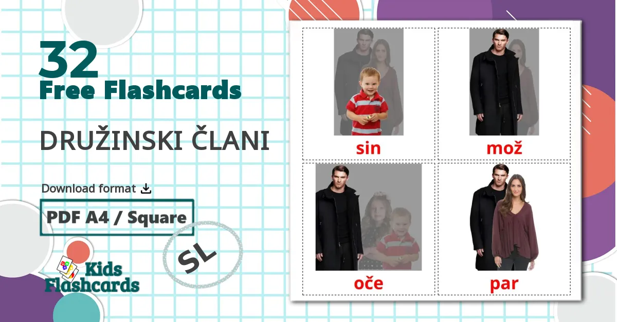 32 DRUŽINSKI ČLANI flashcards