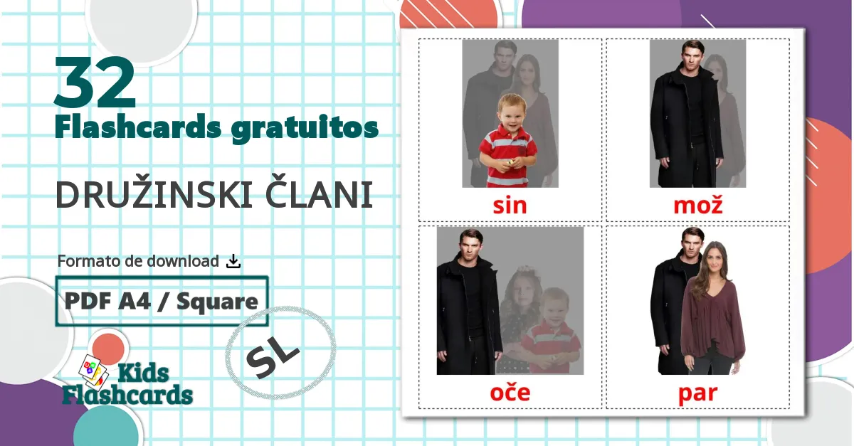 32 Flashcards de DRUŽINSKI ČLANI