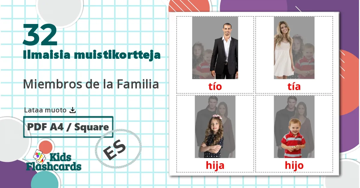 32 Miembros de la Familia lasten kuvakortit