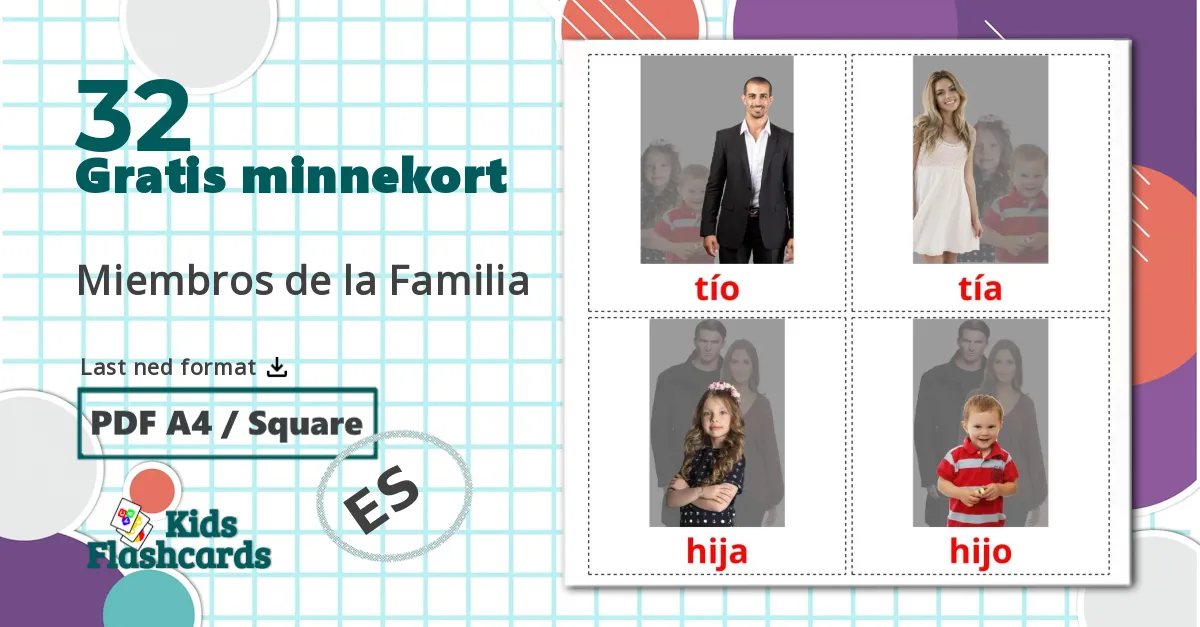 32 Miembros de la Familia bildekort