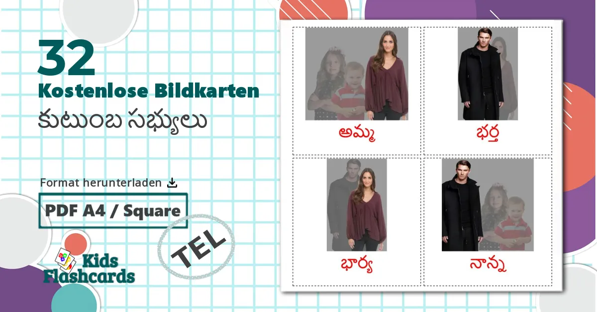 32 Bildkarten für Familienmitglieder