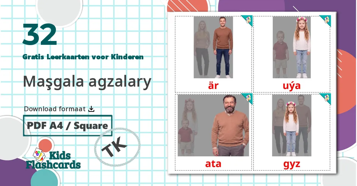 32 Maşgala agzalary Leerkaarten voor kinderen