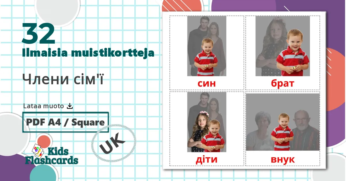 32 Члени сім'ї lasten kuvakortit
