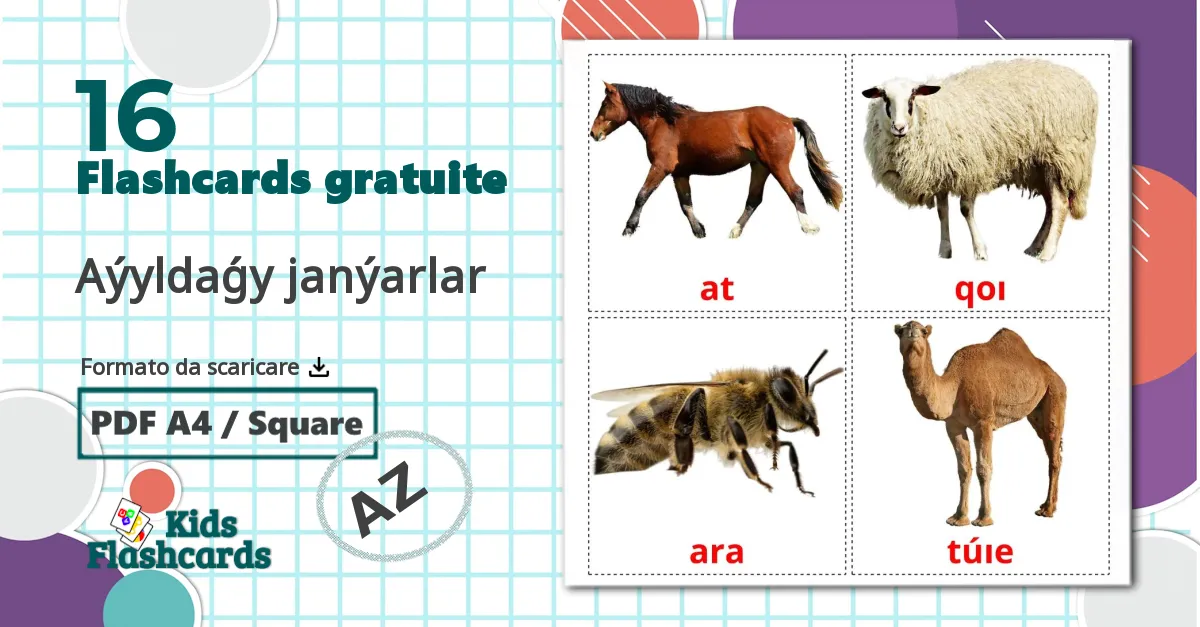 16 flashcards di Aýyldaǵy janýarlar