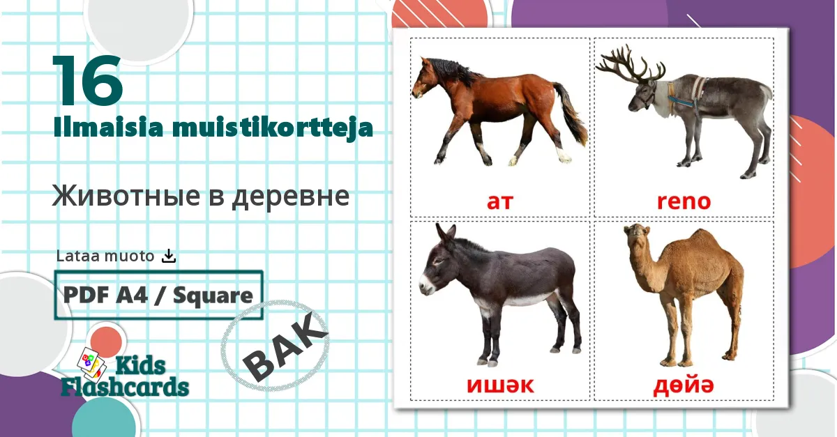16 Maatilan linnut lasten kuvakortit