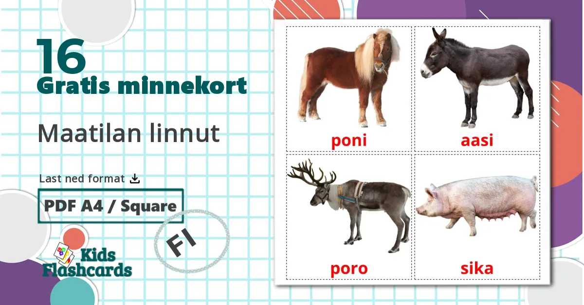 16 Maatilan linnut bildekort