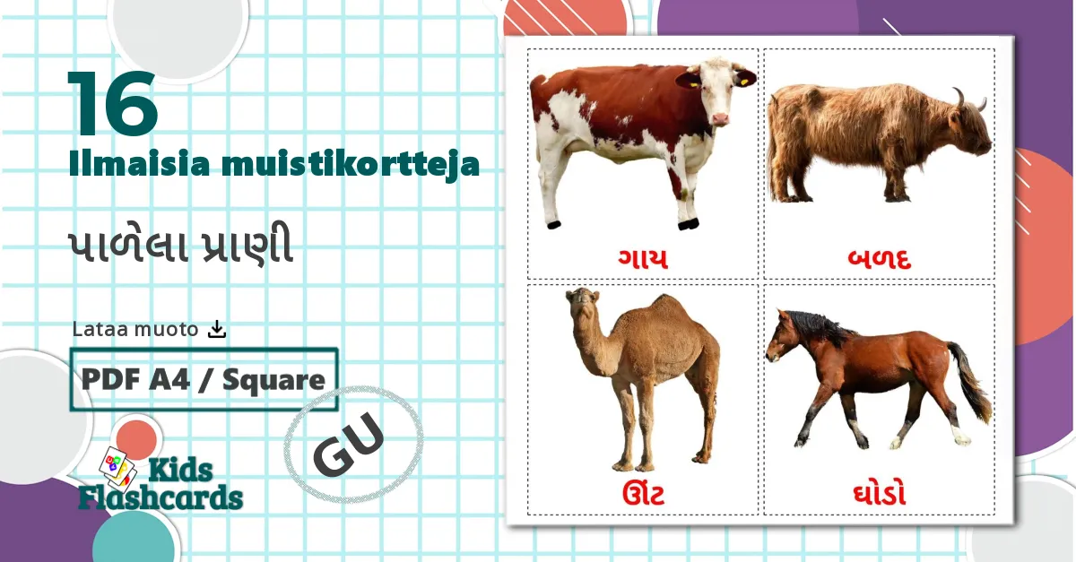 16 પાળેલા પ્રાણી lasten kuvakortit