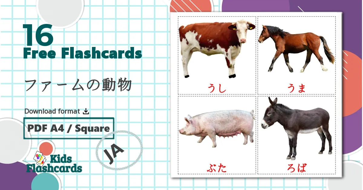 16 ファームの動物 flashcards