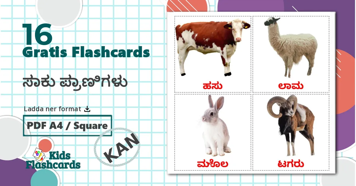 16 ಸಾಕು ಪ್ರಾಣಿಗಳು bildkort för barn