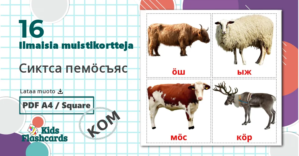 16 Сиктса пемöсъяс lasten kuvakortit