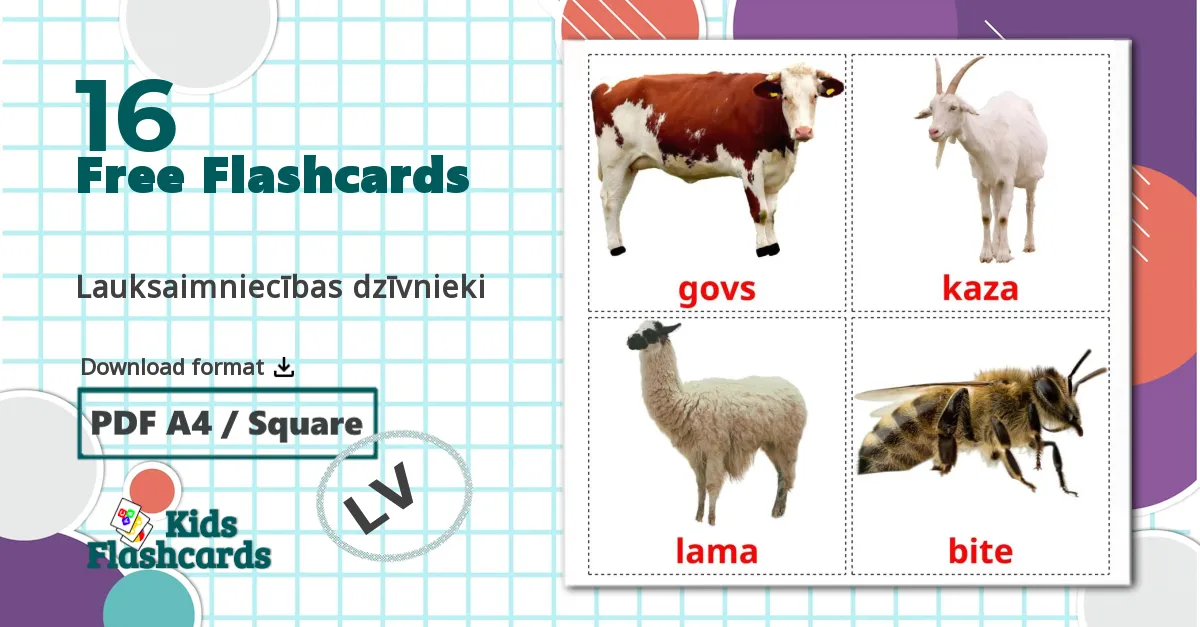 16 Lauksaimniecības dzīvnieki  flashcards