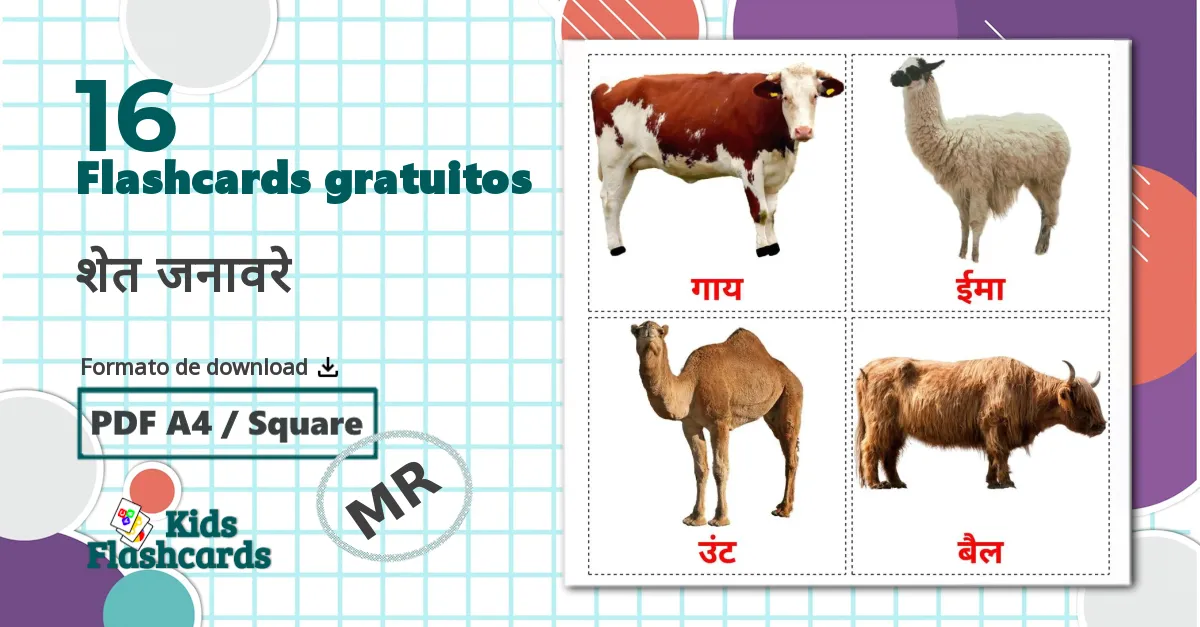 16 Flashcards de शेत जनावरे