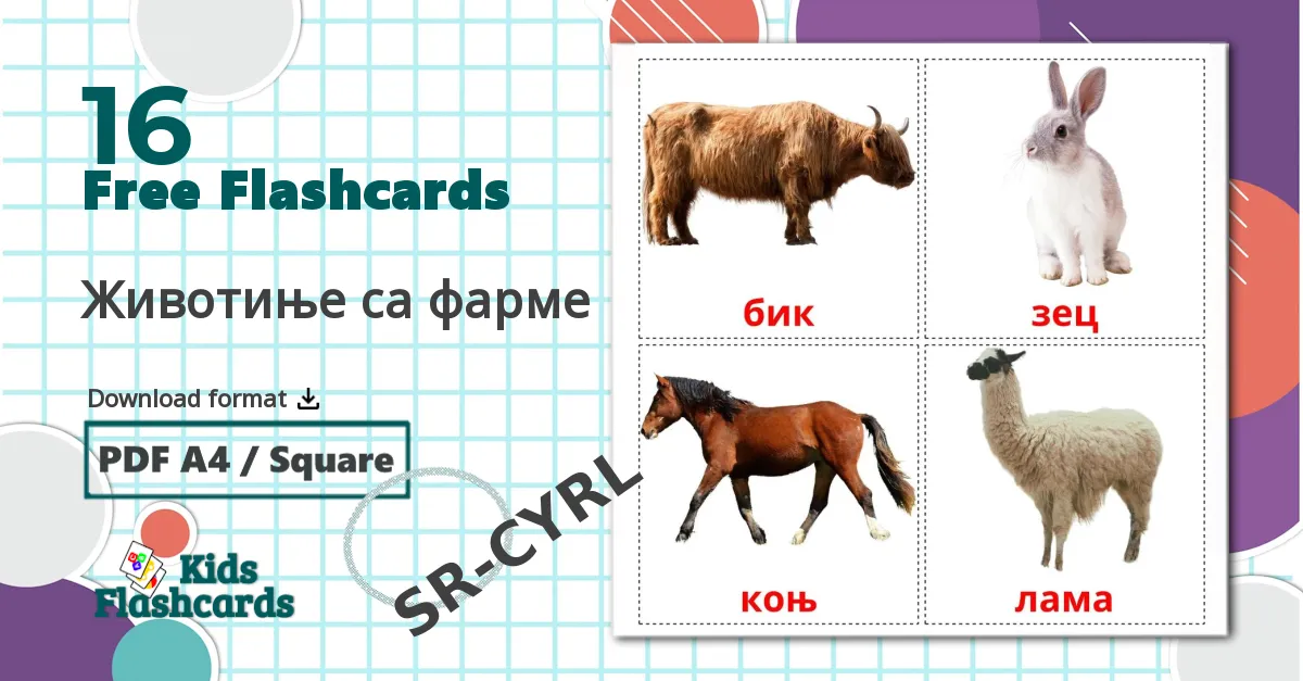 16 Животиње са фарме flashcards