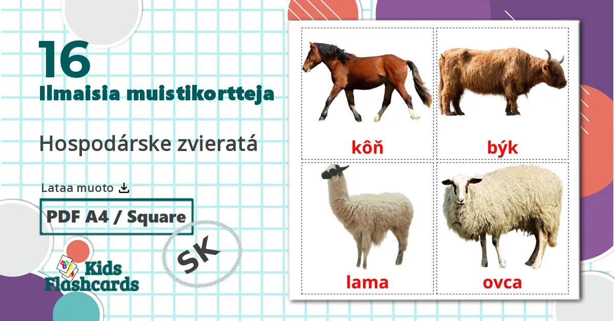 16 Hospodárske zvieratá lasten kuvakortit