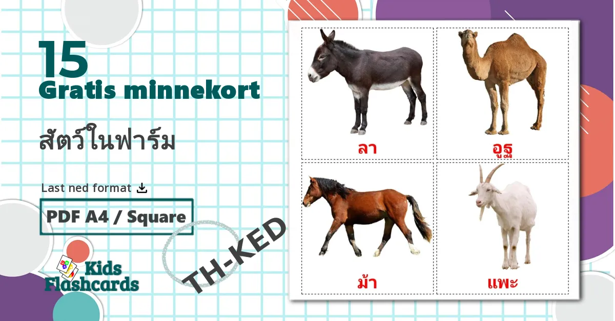15 สัตว์ในฟาร์ม bildekort