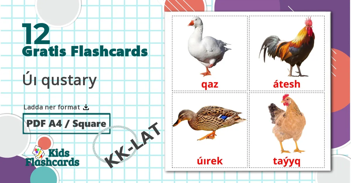 12 Úı qustary bildkort för barn