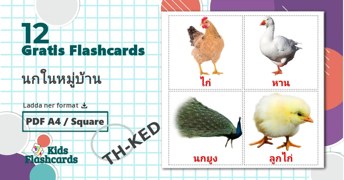 12 นกในหมู่บ้าน bildkort för barn