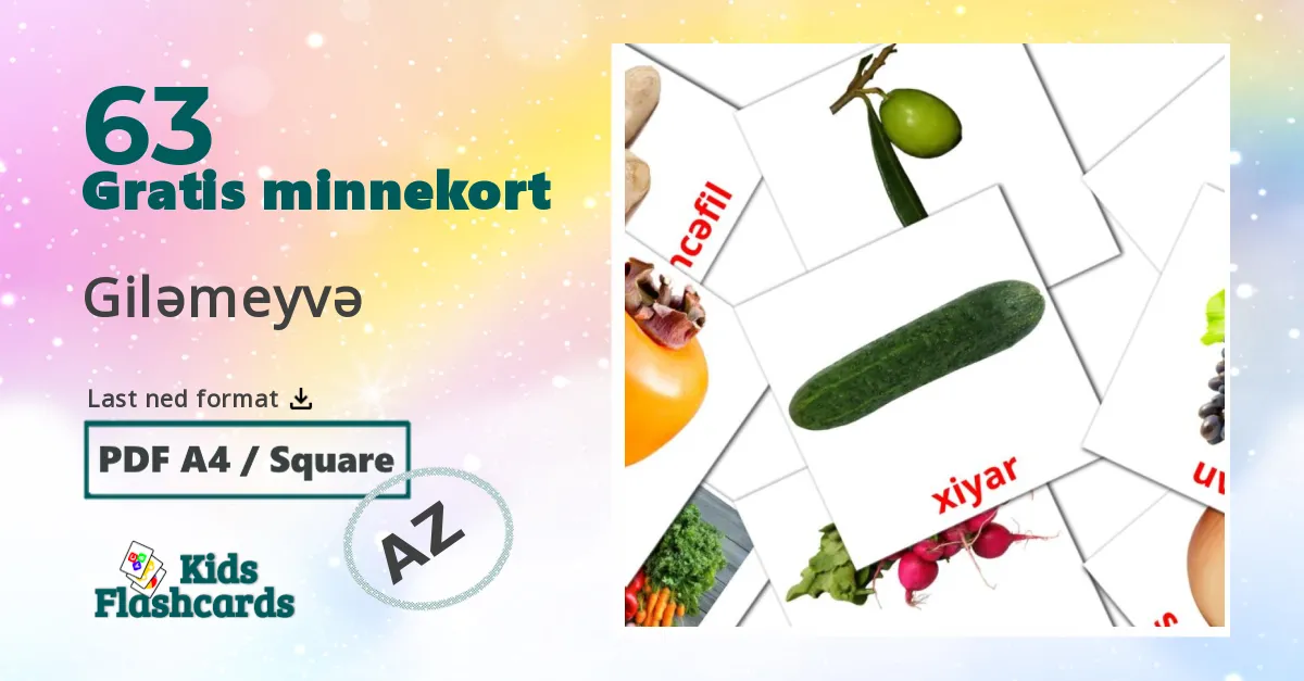 Giləmeyvə bildekort for barn på azerbaijani