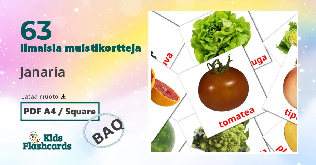 Ruoka  lasten kuvakortit