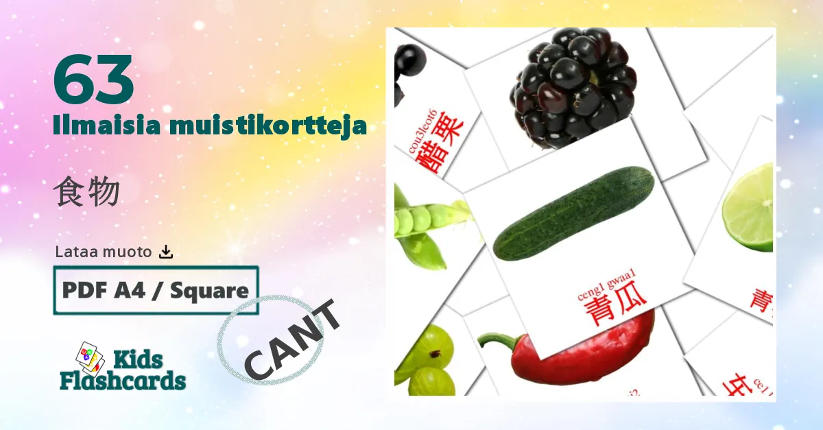 Ruoka  lasten kuvakortit