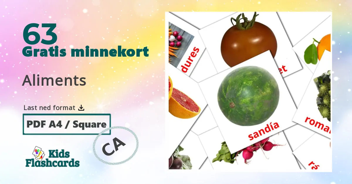 Aliments bildekort for barn på katalansk