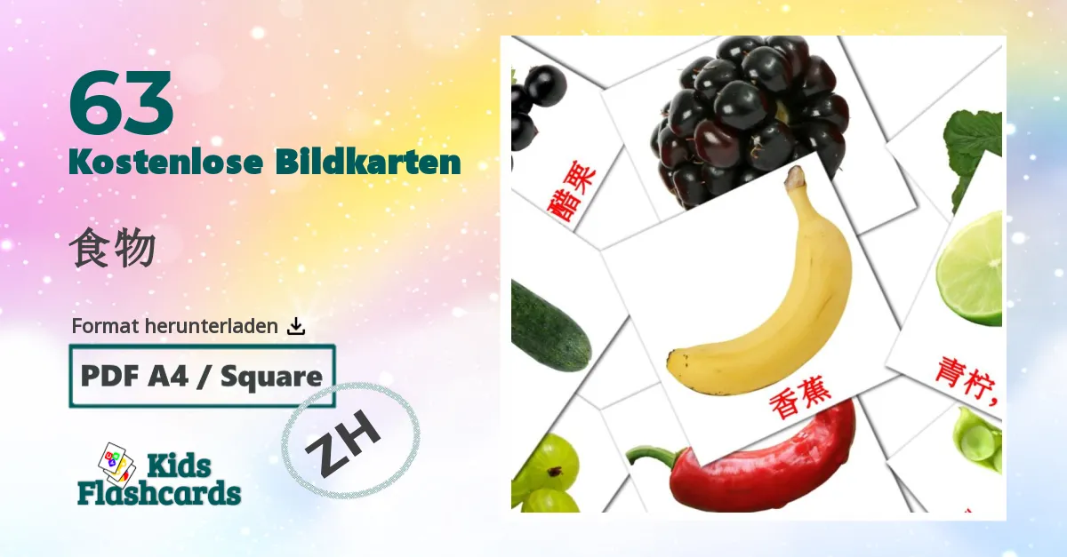 63 Bildkarten für 食物