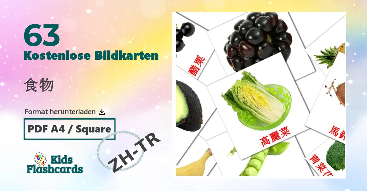 63 Bildkarten für 食物