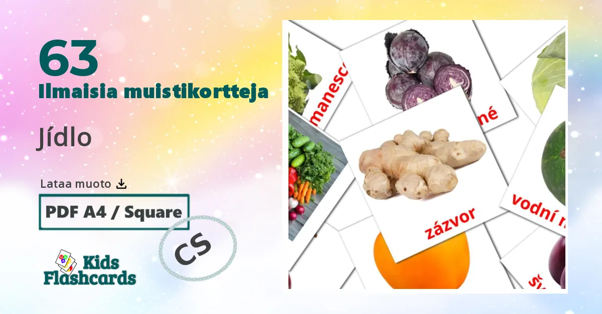 Jídlo – lasten kuvakortit tšekkiksi sanastoon