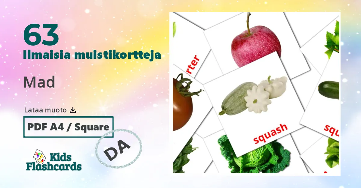 Ruoka  lasten kuvakortit