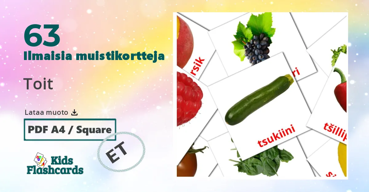 Toit – lasten kuvakortit virolaiseksi sanastoon