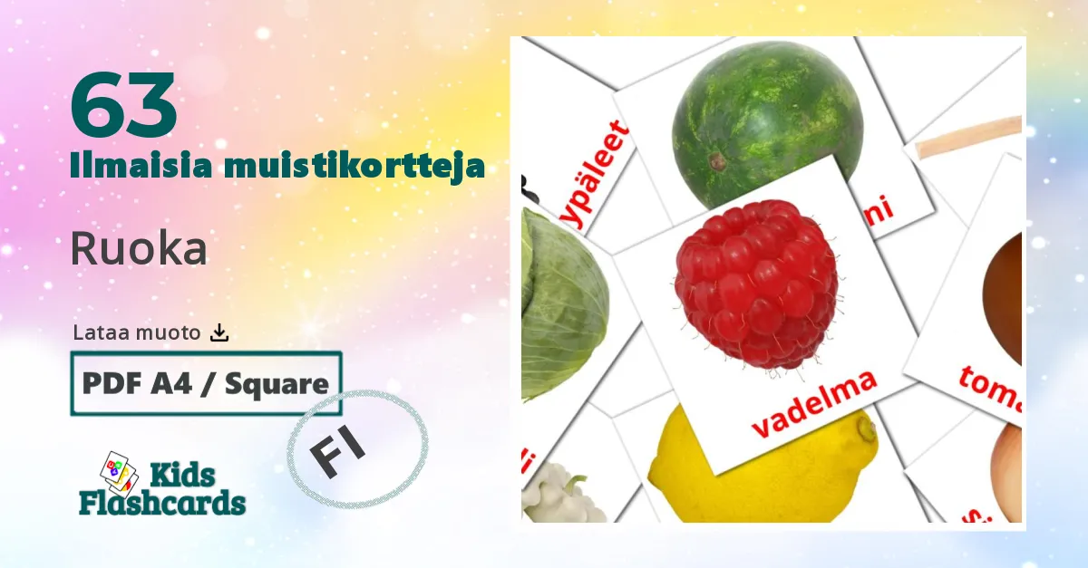Ruoka  – lasten kuvakortit tigrignaksi(Eritrea) sanastoon