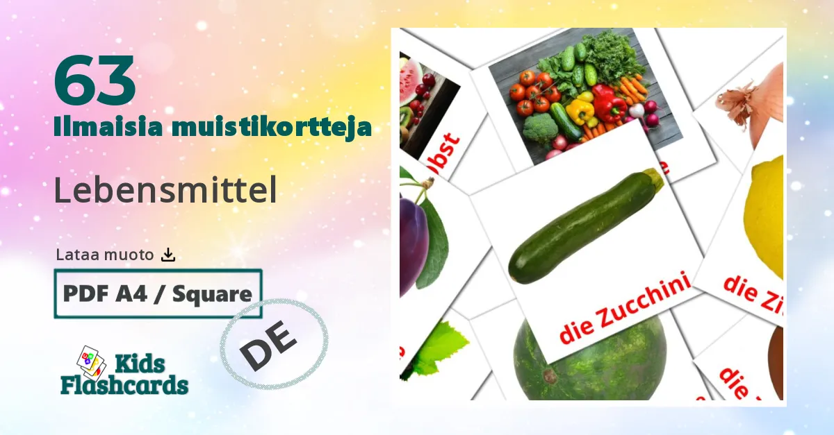 63 Lebensmittel lasten kuvakortit