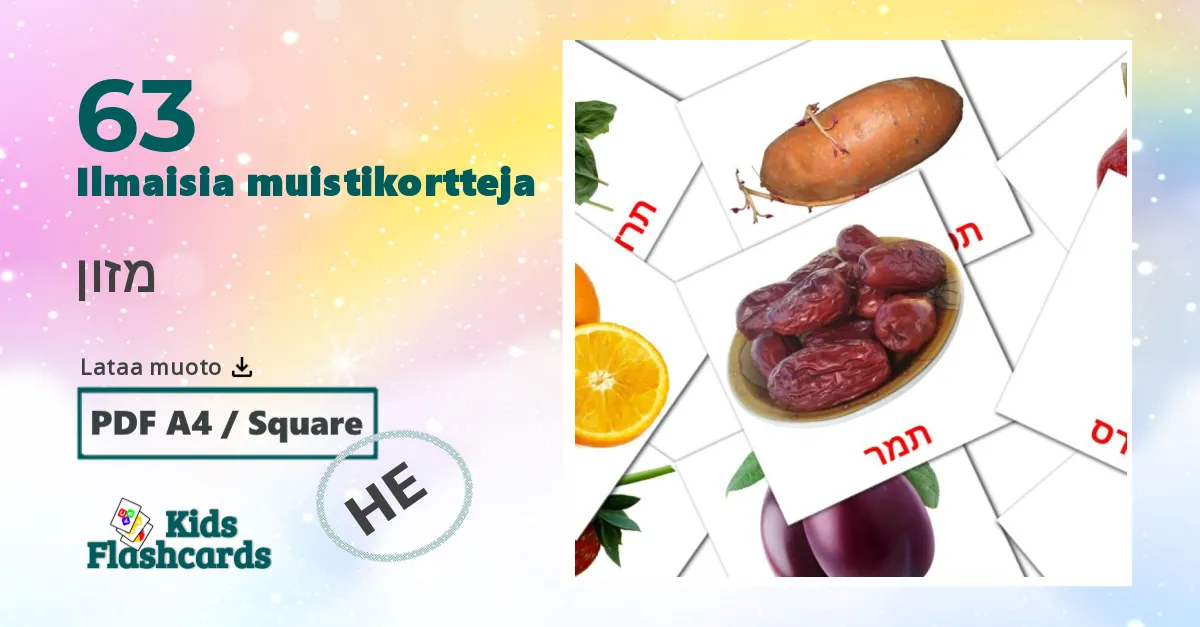 63 מזון lasten kuvakortit