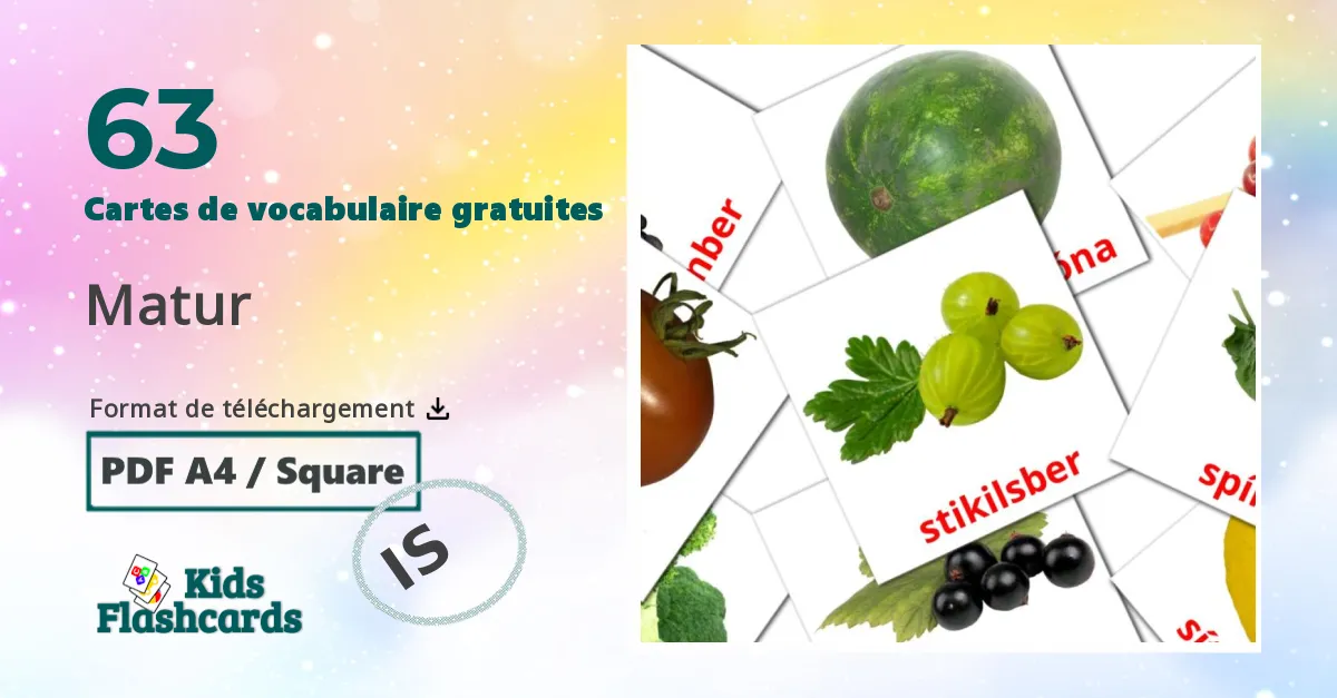 Fiches de Vocabulaire islandaises sur Matur