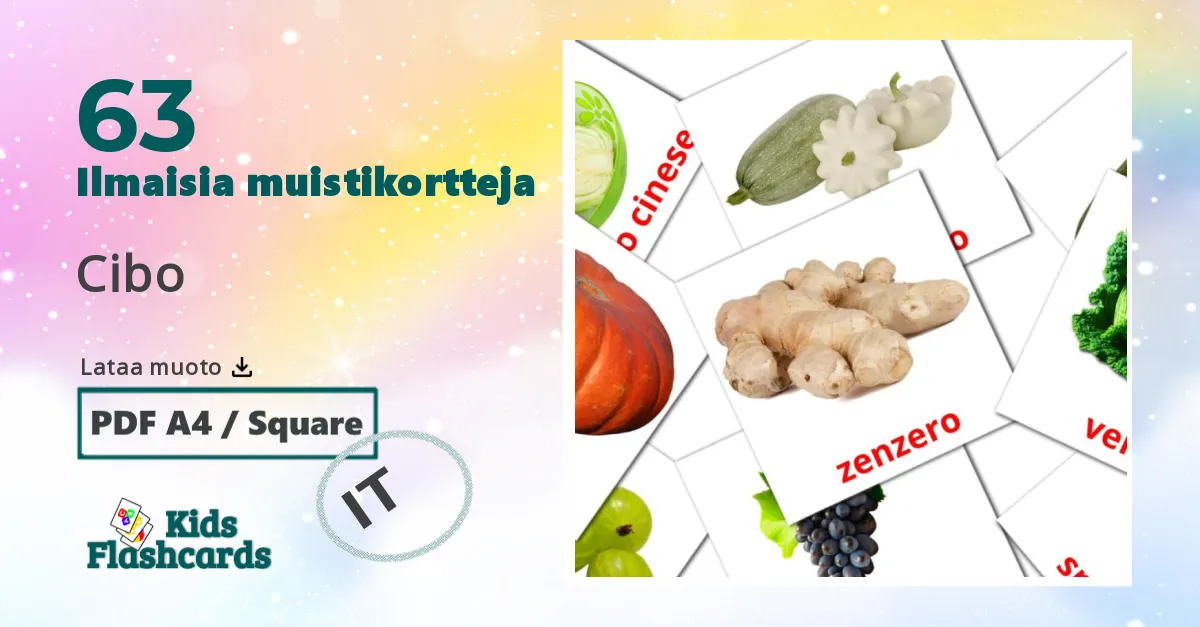 Cibo – lasten kuvakortit italialaiseksi sanastoon