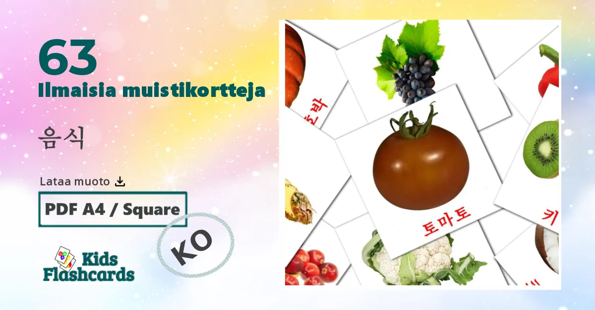 63 음식 lasten kuvakortit