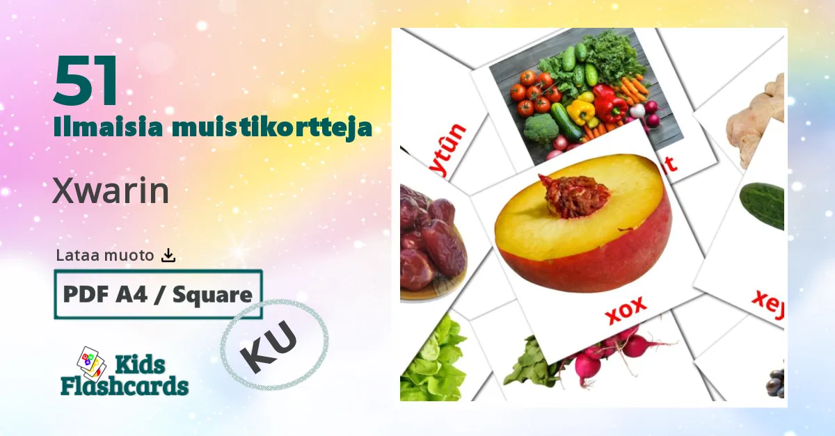 Xwarin – lasten kuvakortit kurdiksi(kurmanj) sanastoon