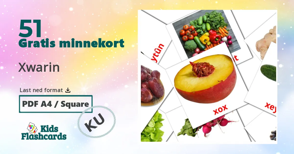 Xwarin bildekort for barn på kurdisk(kurmanj)