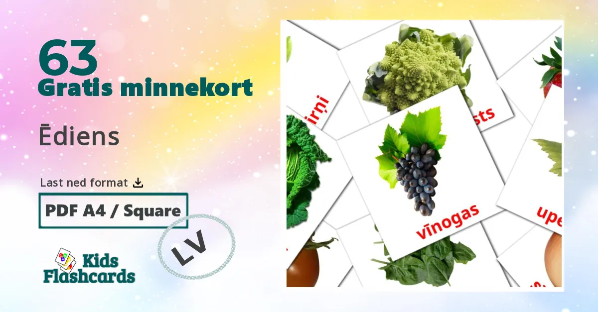 63 Ēdiens bildekort